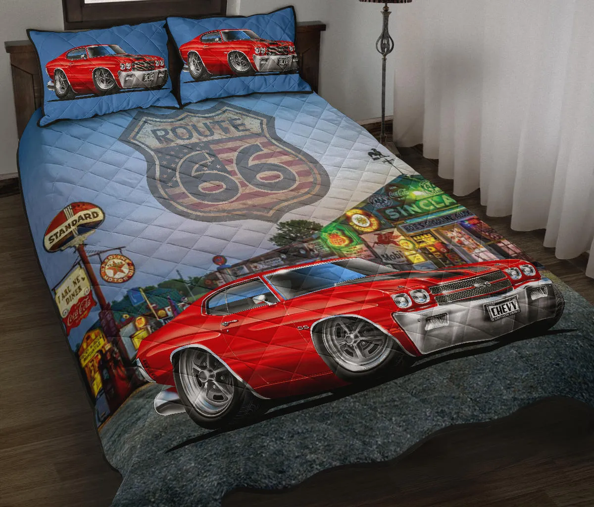 1970 Chevelle Red Route 66 Quilt Set