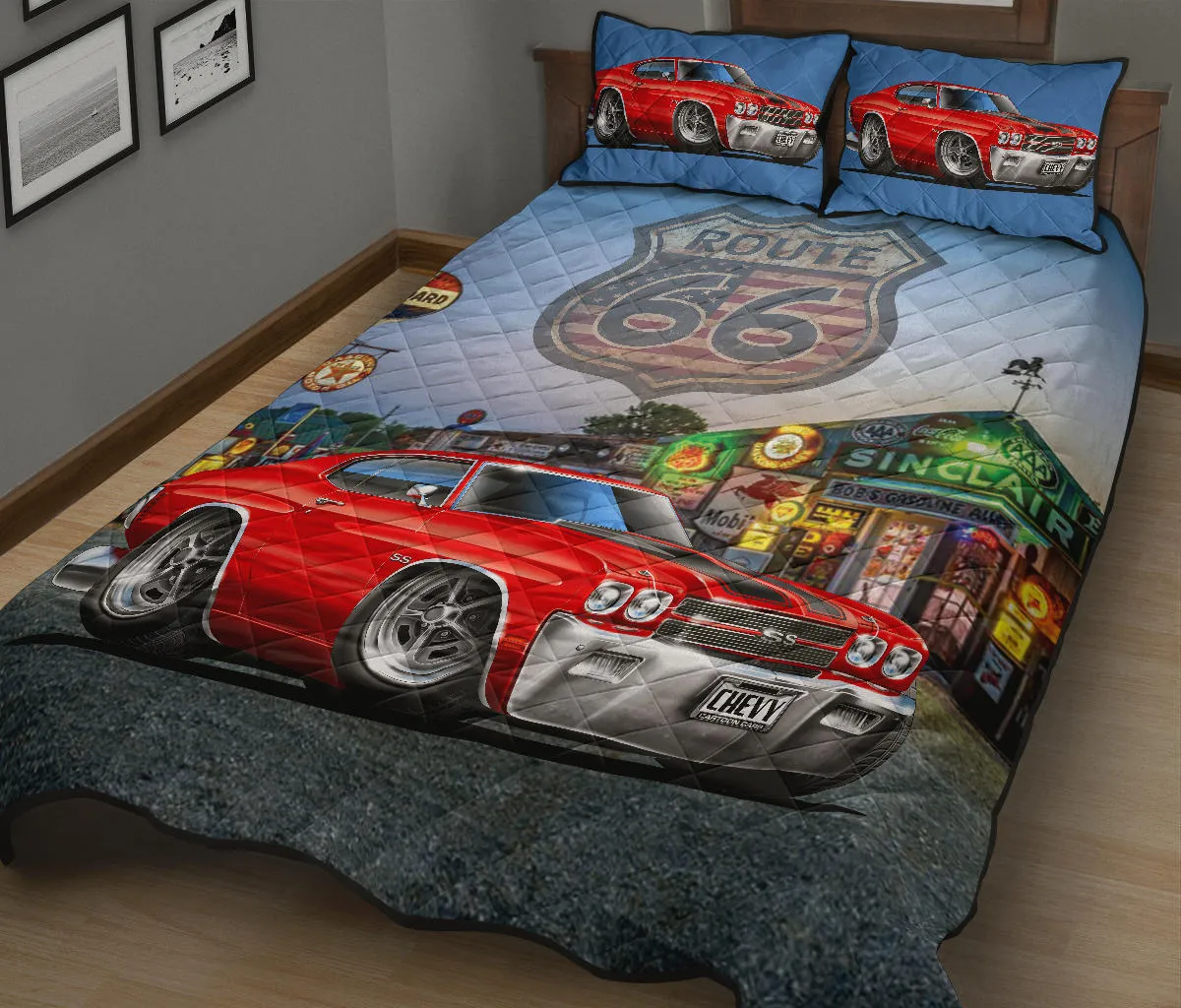 1970 Chevelle Red Route 66 Quilt Set