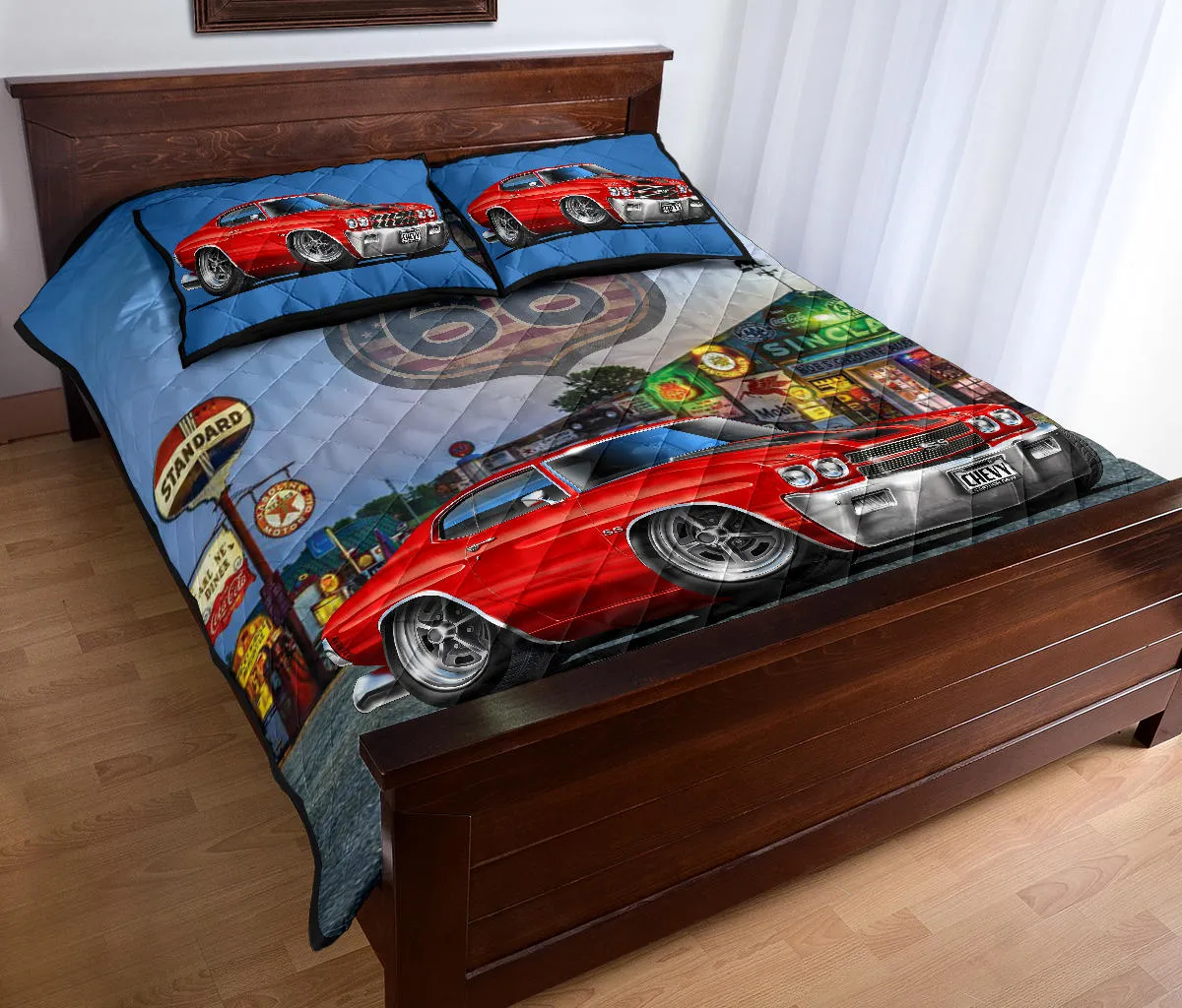 1970 Chevelle Red Route 66 Quilt Set