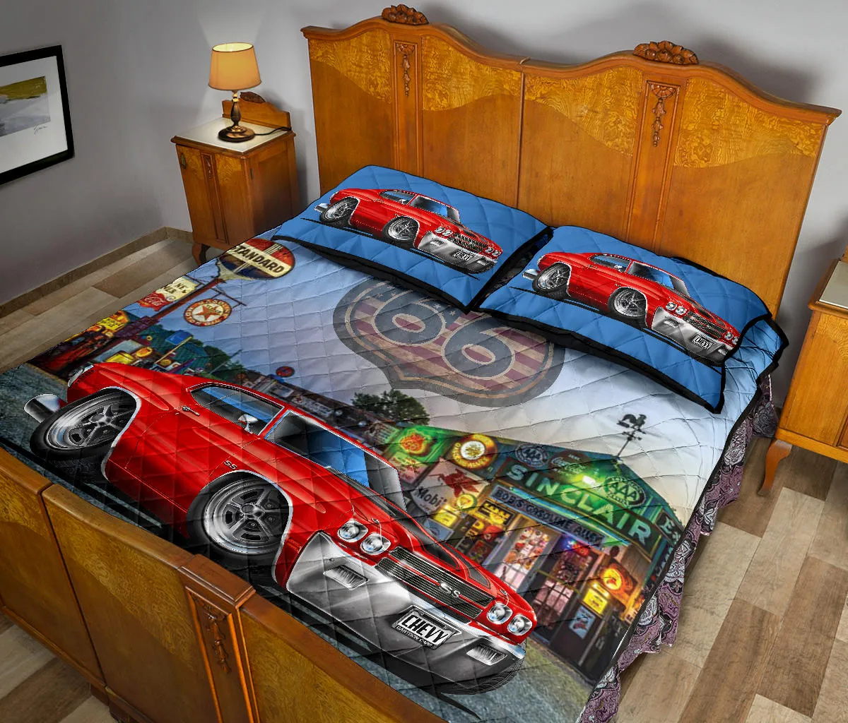 1970 Chevelle Red Route 66 Quilt Set