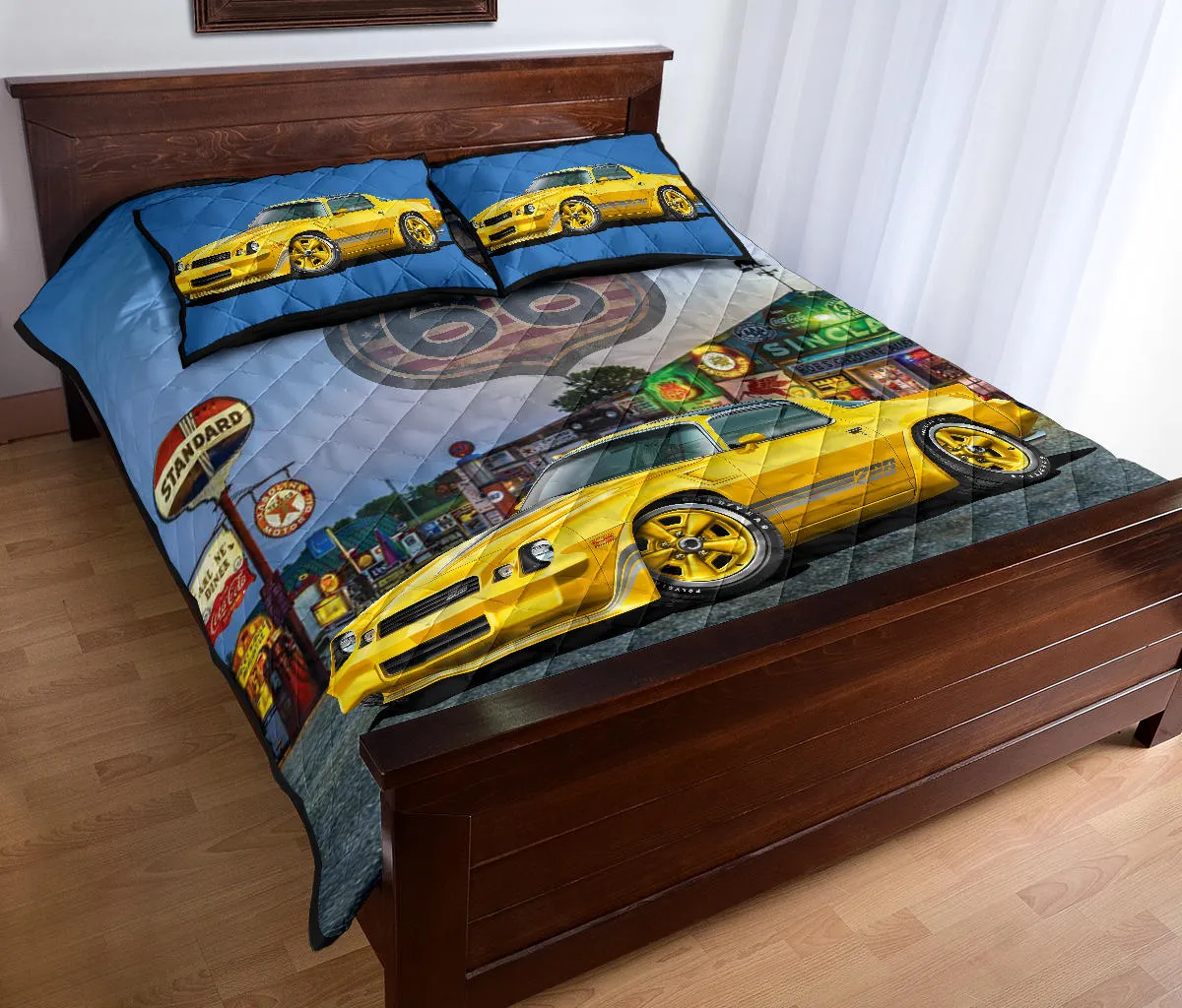 1981 Chevy Camaro Yellow Route 66 Quilt Set