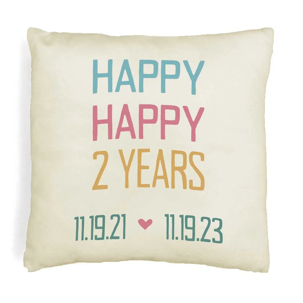 2nd Anniversary Pillow Cover Personalized with Names and Date