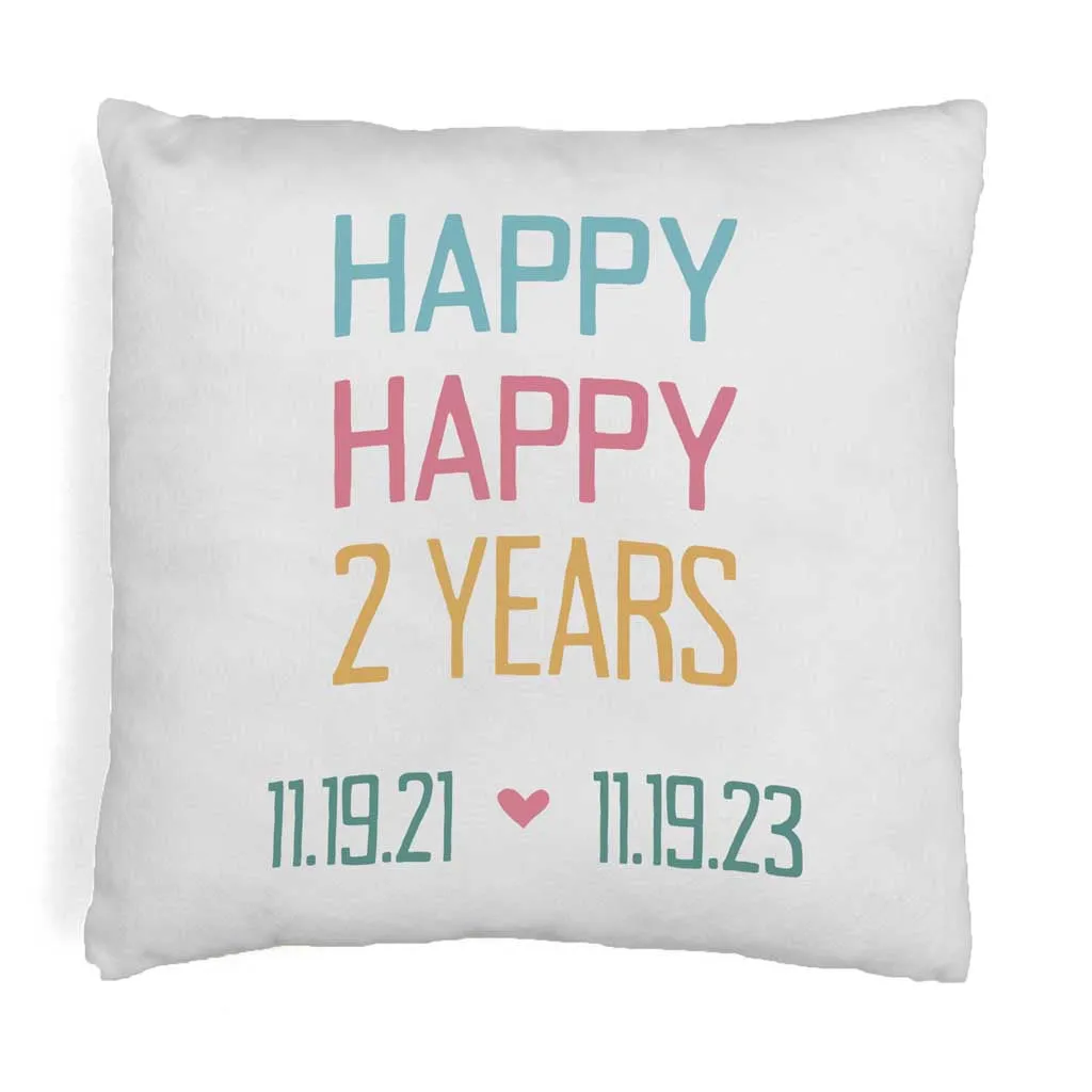 2nd Anniversary Pillow Cover Personalized with Names and Date