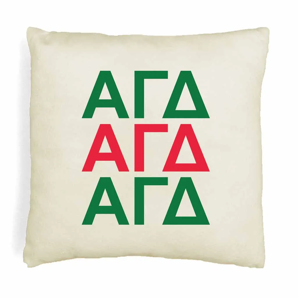 Alpha Gamma Delta Throw Pillow Cover with Greek Letters