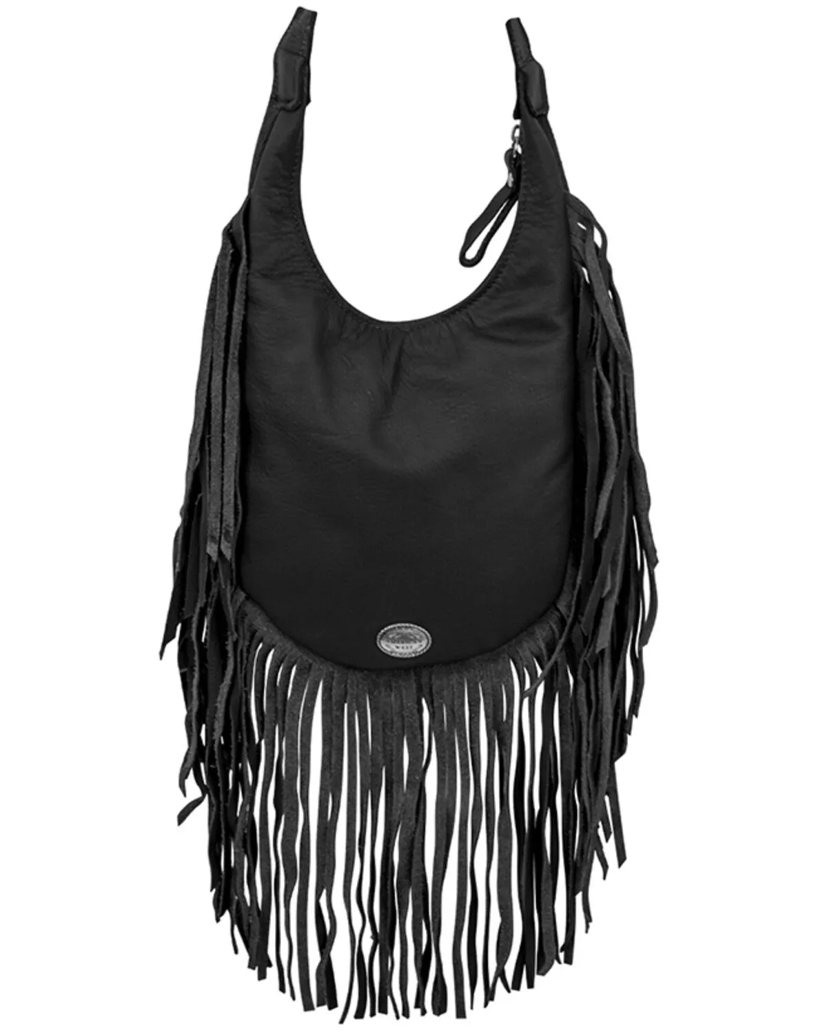 American West Women's Hair-On Studded Fringe Crossbody