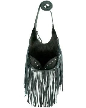 American West Women's Hair-On Studded Fringe Crossbody