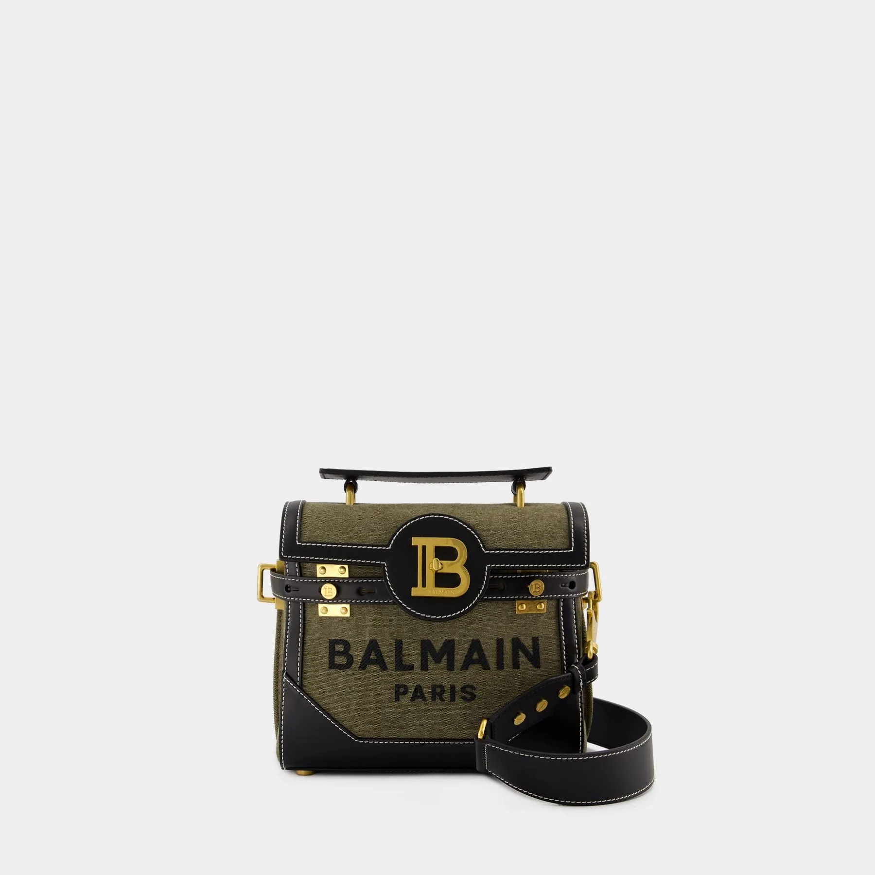 Balmain  B-Buzz 23 Crossbody - Balmain - Cotton - Khaki/Black