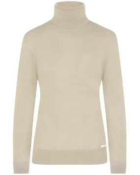 Beige Knit Turtleneck Sweater