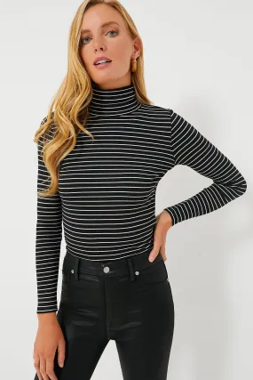 Black and White Stripe Lexi Rib Turtleneck