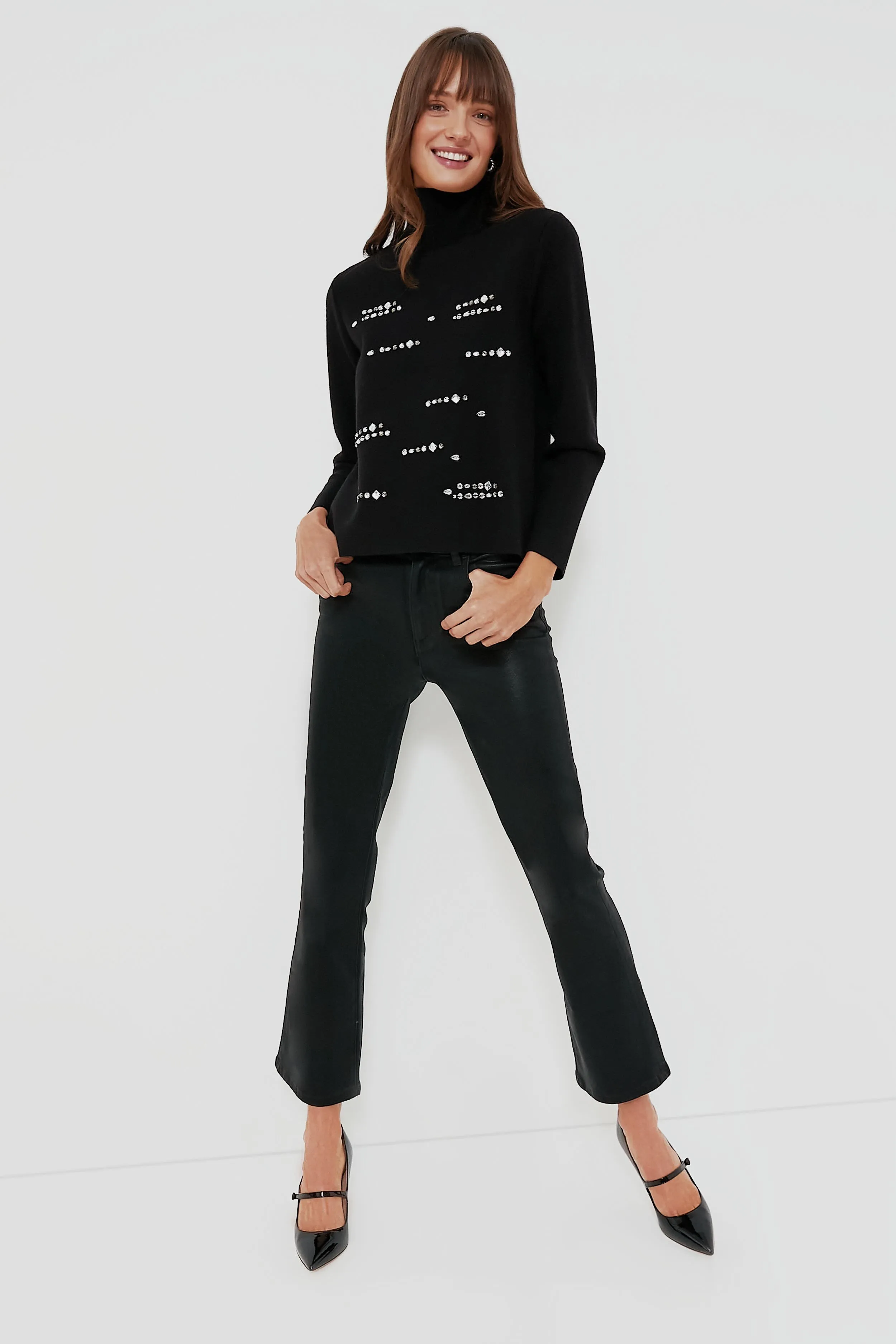 Black Embellished Greta Turtleneck