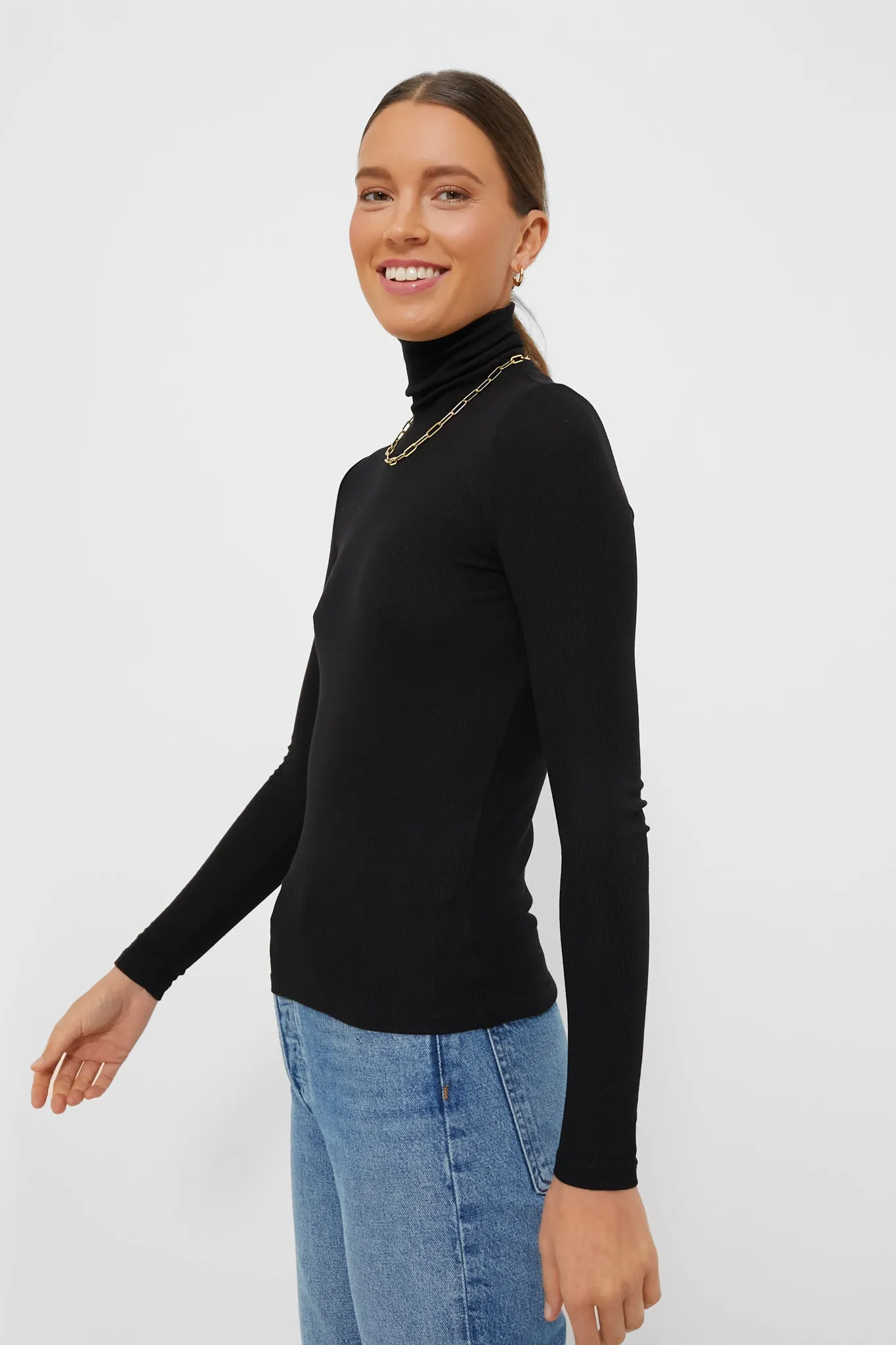 Black Lexi Rib Turtleneck