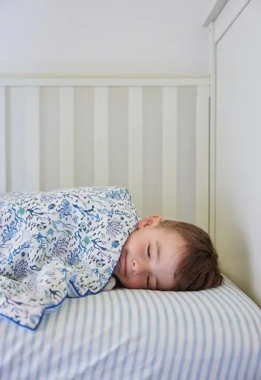 Blue & White Striped Crib Sheet