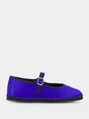 Blue Mary Jane Satin Flats