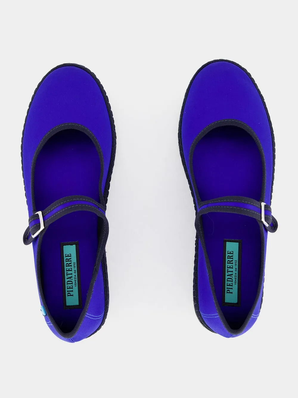 Blue Mary Jane Satin Flats