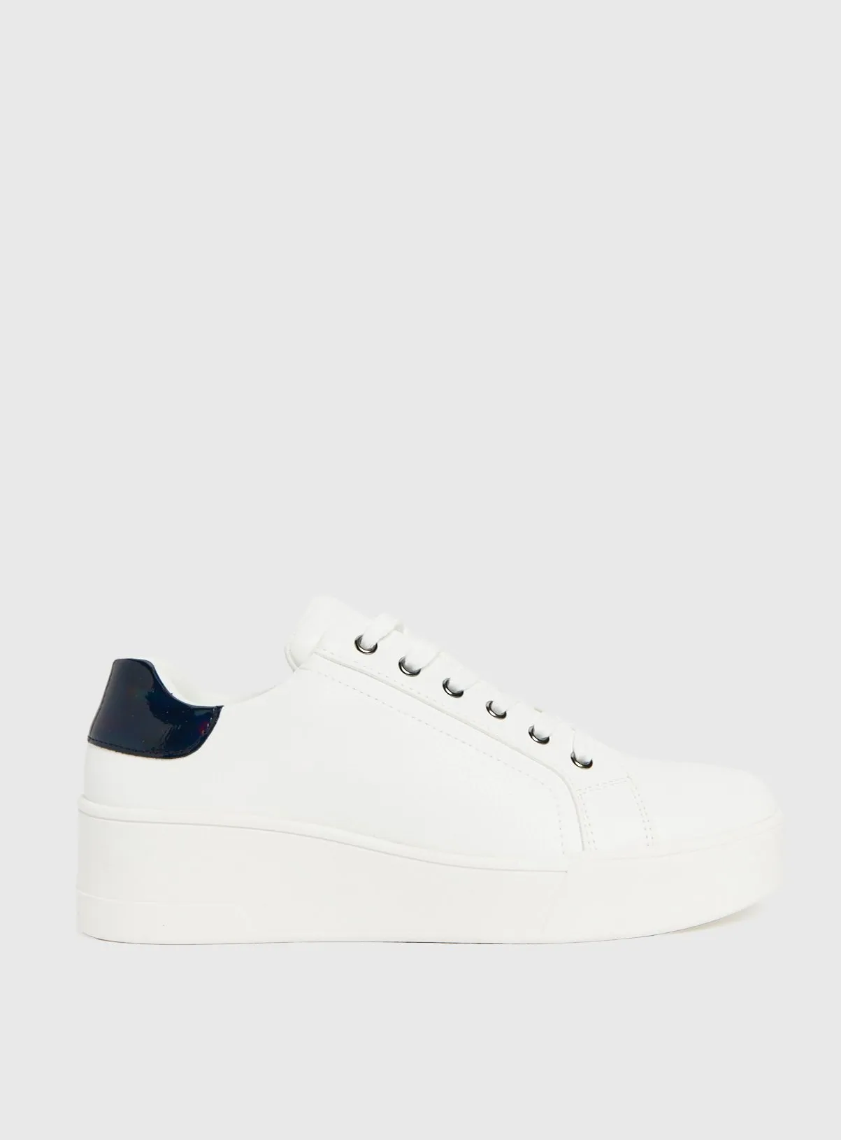 Buy White Faux Leather Platform Trainers 7 | Trainers | Tu