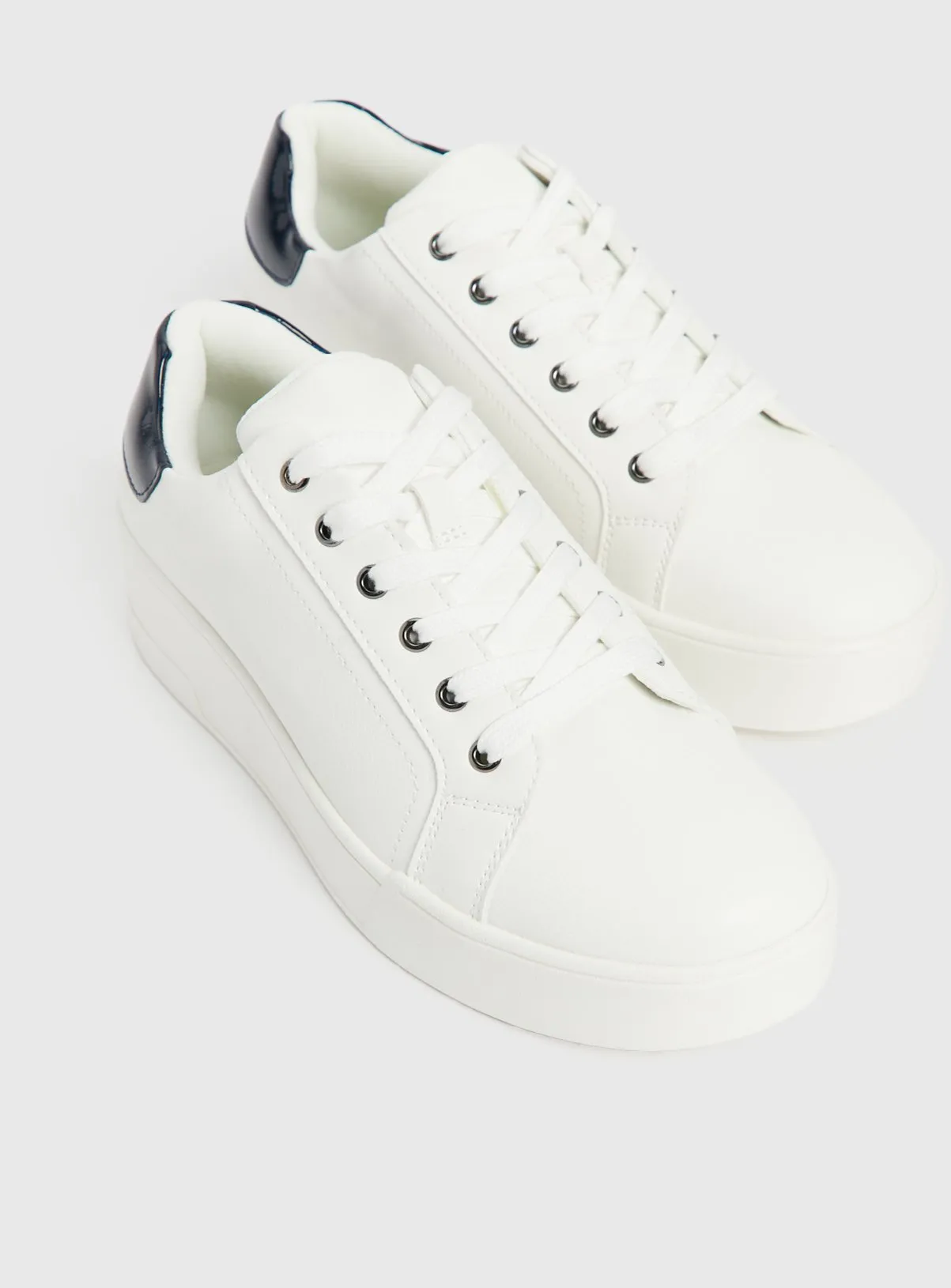 Buy White Faux Leather Platform Trainers 7 | Trainers | Tu