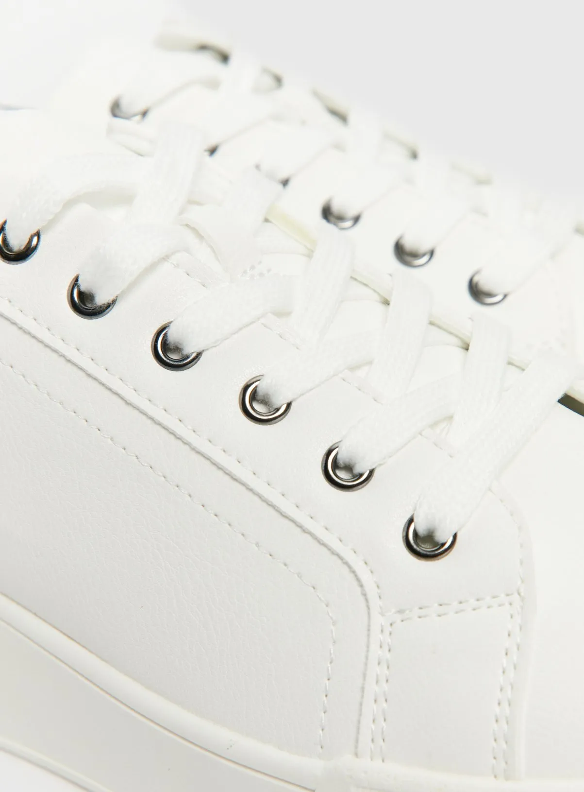 Buy White Faux Leather Platform Trainers 7 | Trainers | Tu