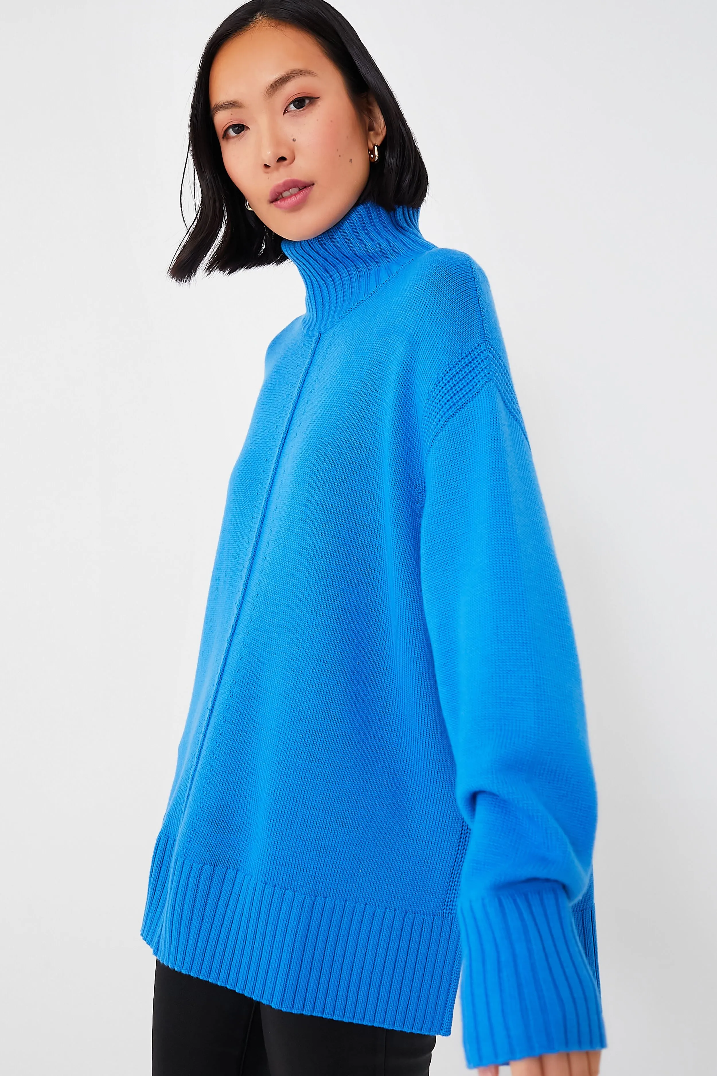 Ceru Blue Forte Relaxed Turtleneck