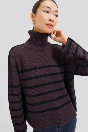 Chocolate & Black Striped Emsley Turtleneck