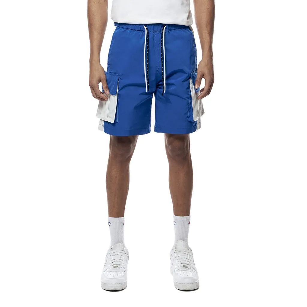 Color block Utility Windbreaker Shorts - Royal Blue