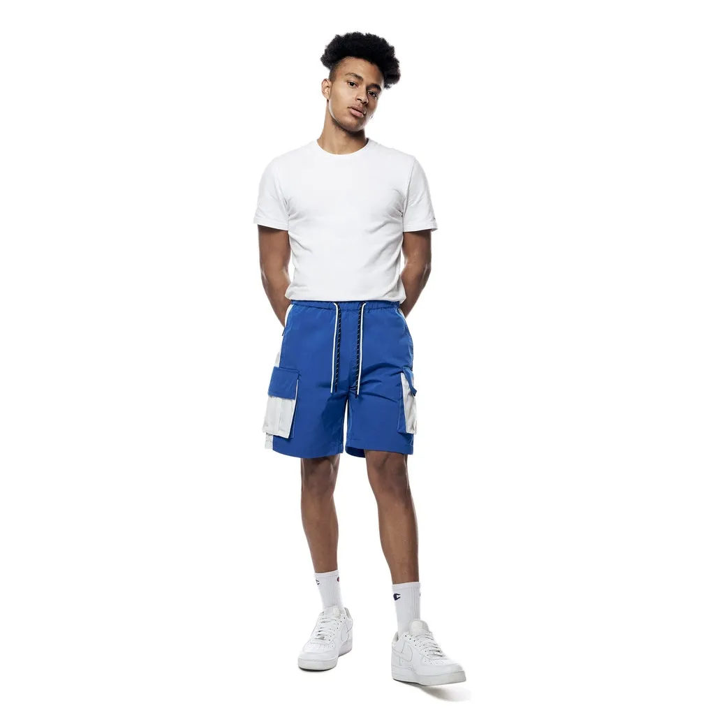 Color block Utility Windbreaker Shorts - Royal Blue