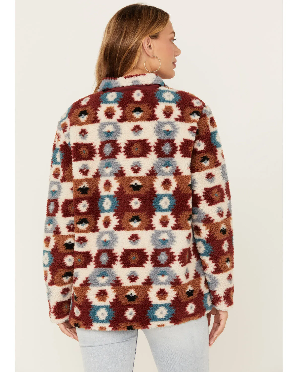 Cotton & Rye Women's Southwestern Print Sherpa Half Zip Pullover