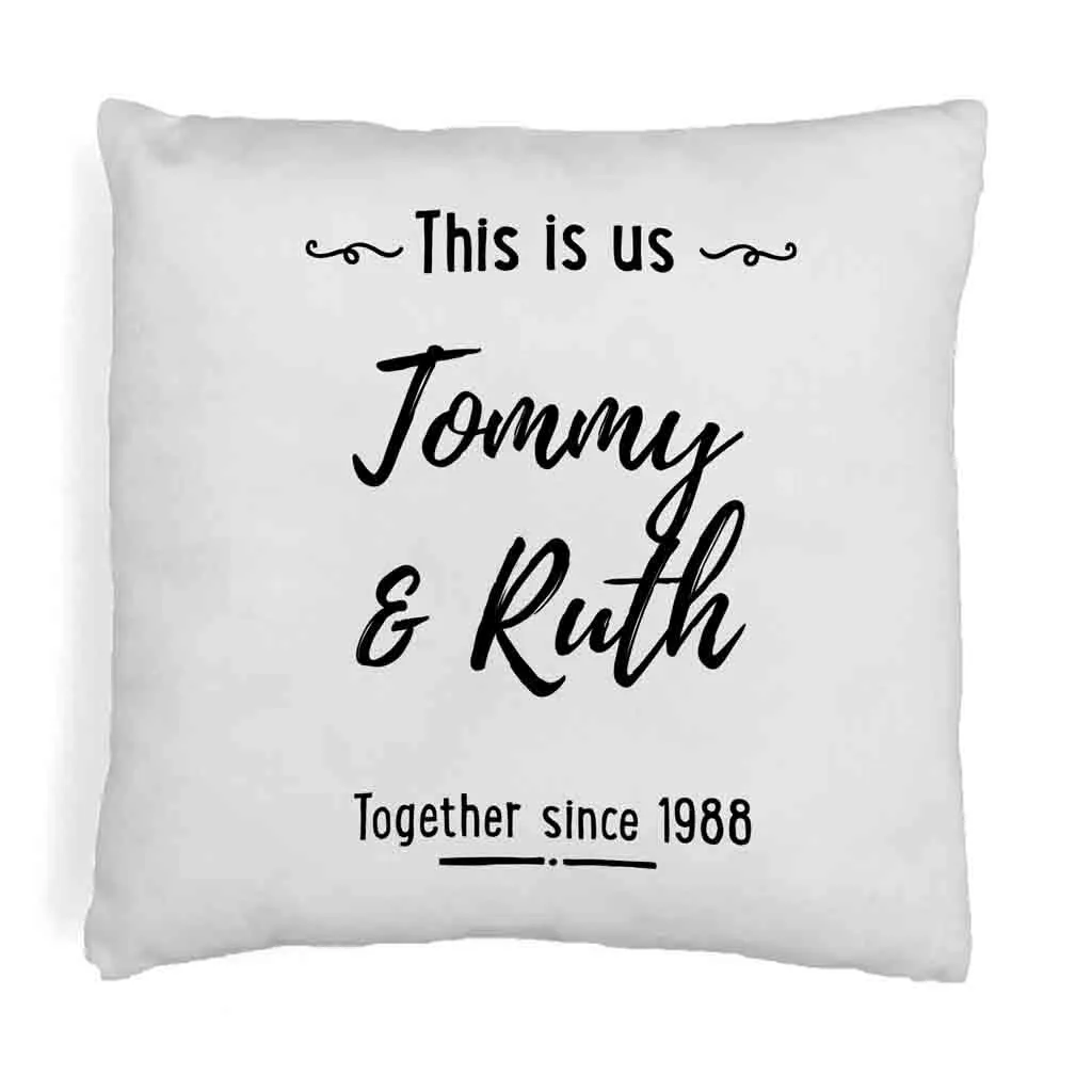 Custom Printed Accent Pillow Cover with Name(s) and Date