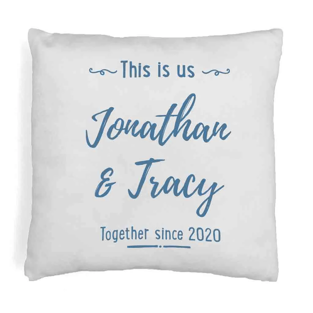 Custom Printed Accent Pillow Cover with Name(s) and Date