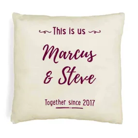 Custom Printed Accent Pillow Cover with Name(s) and Date