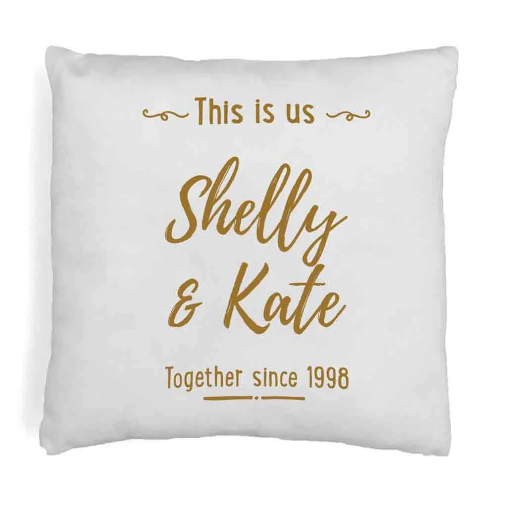 Custom Printed Accent Pillow Cover with Name(s) and Date