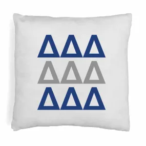 Delta Delta Delta Throw Pillow Cover with Greek Letters