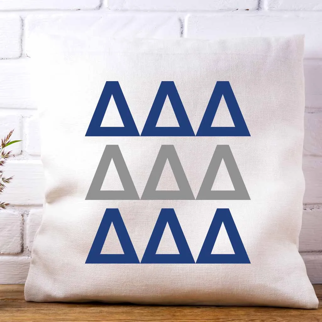 Delta Delta Delta Throw Pillow Cover with Greek Letters