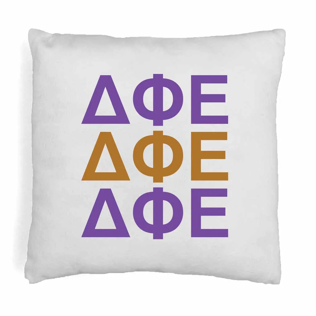 Delta Phi Epsilon Throw Pillow Cover with Greek Letters