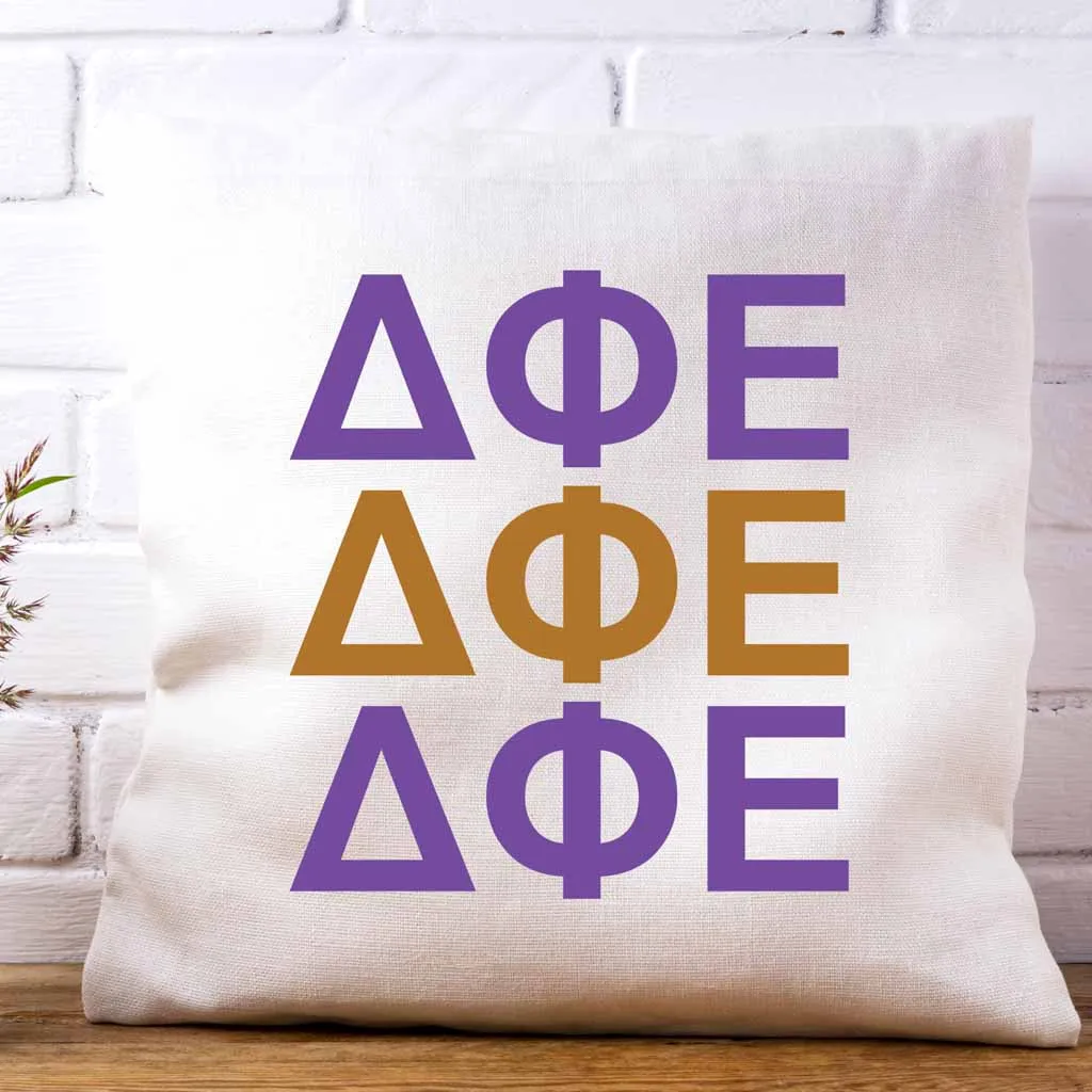 Delta Phi Epsilon Throw Pillow Cover with Greek Letters