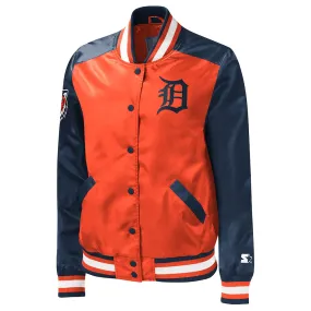 Detroit Tigers Orange and Navy Blue Satin Full-Snap Jacket