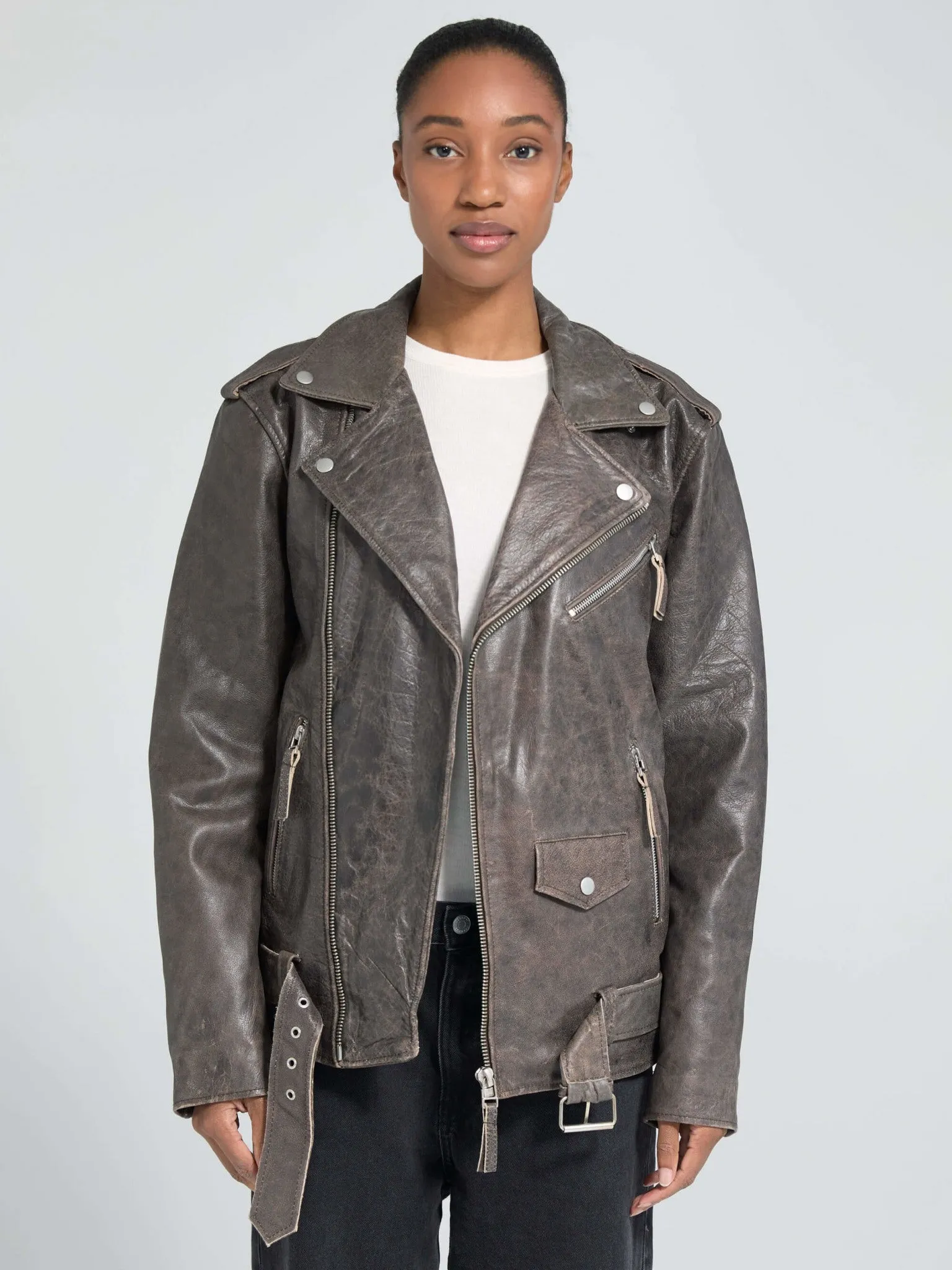 DODGE BIKER JACKET - BROWN