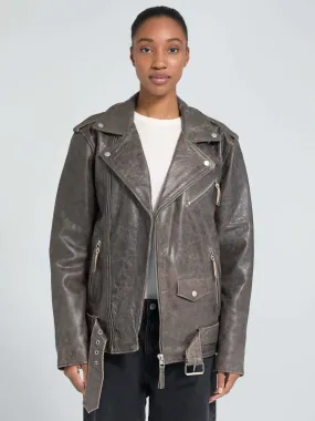 DODGE BIKER JACKET - BROWN