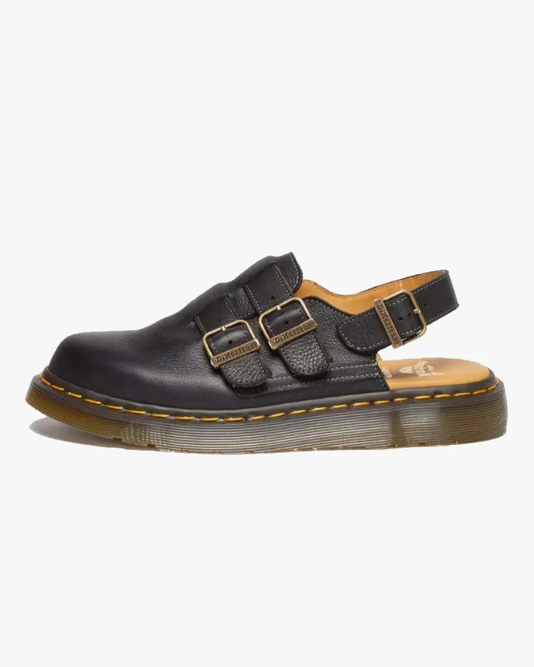 Dr Martens Made In England Jorge Double Buckle Mule - Natural Tumble Black