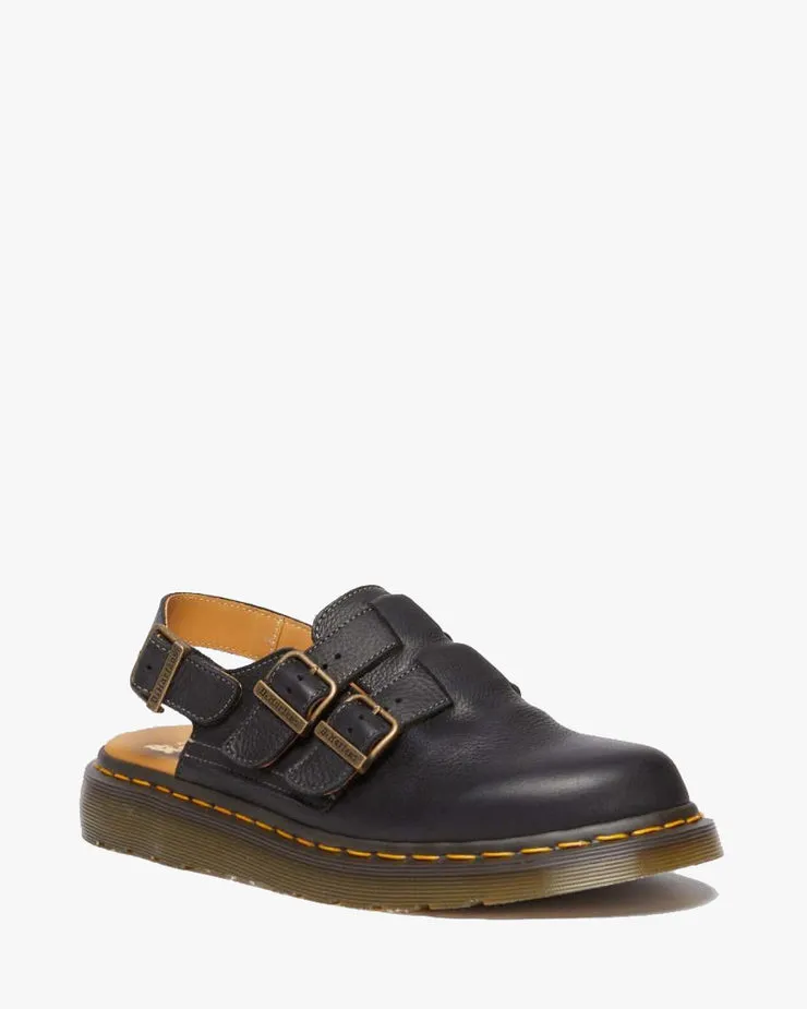 Dr Martens Made In England Jorge Double Buckle Mule - Natural Tumble Black