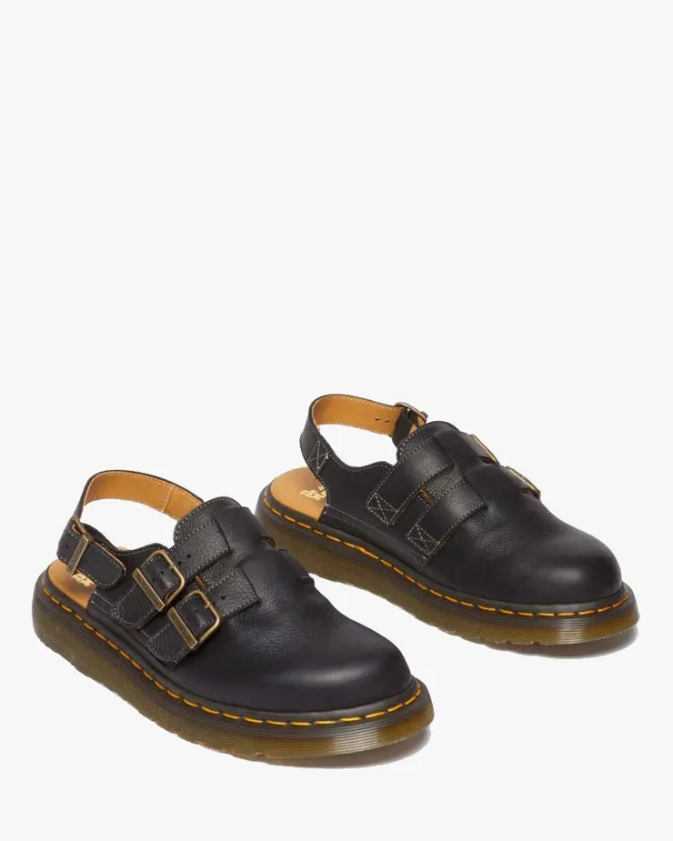 Dr Martens Made In England Jorge Double Buckle Mule - Natural Tumble Black