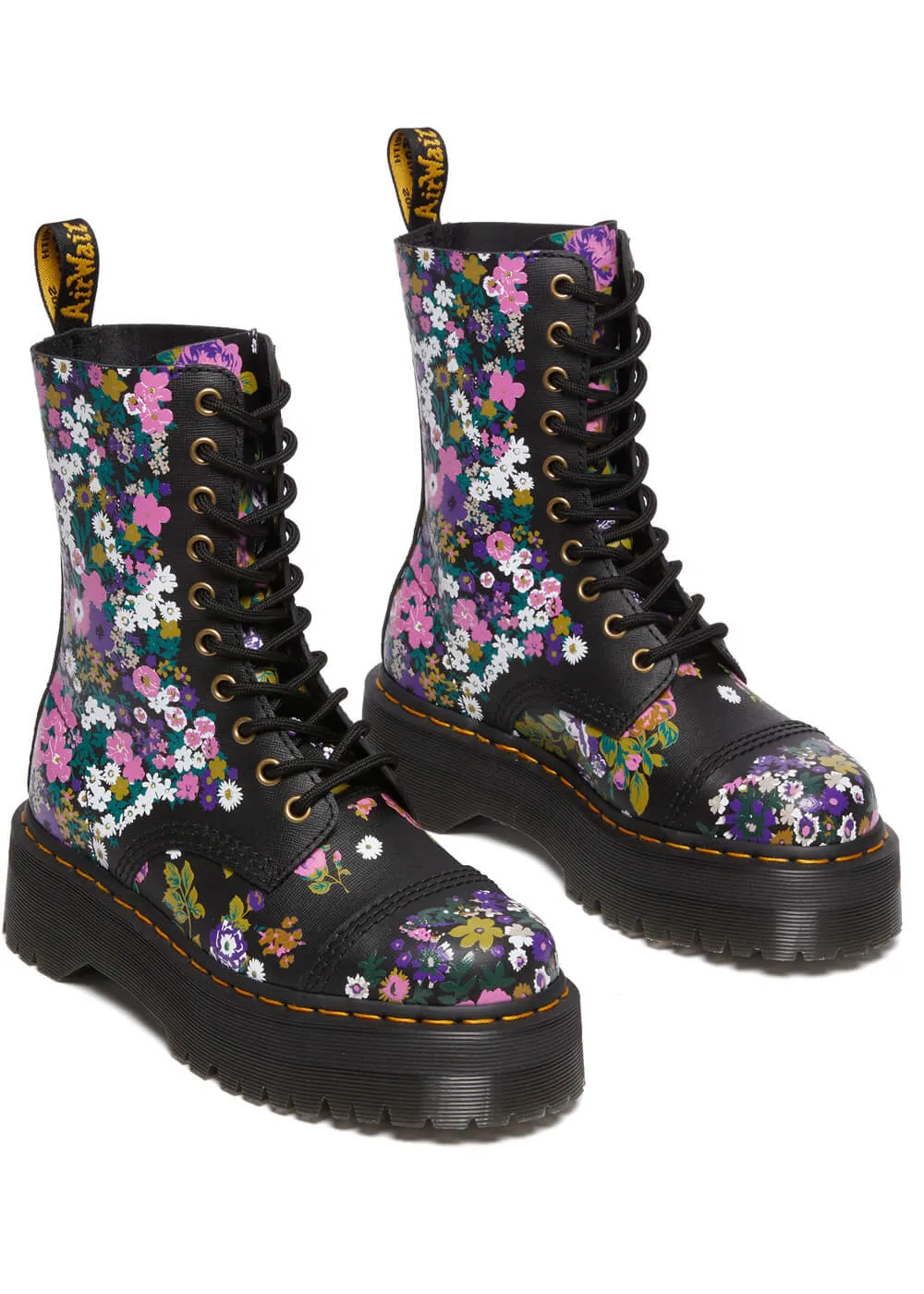 Dr. Martens Sinclair Hi Vintage Floral Leather Boots Black