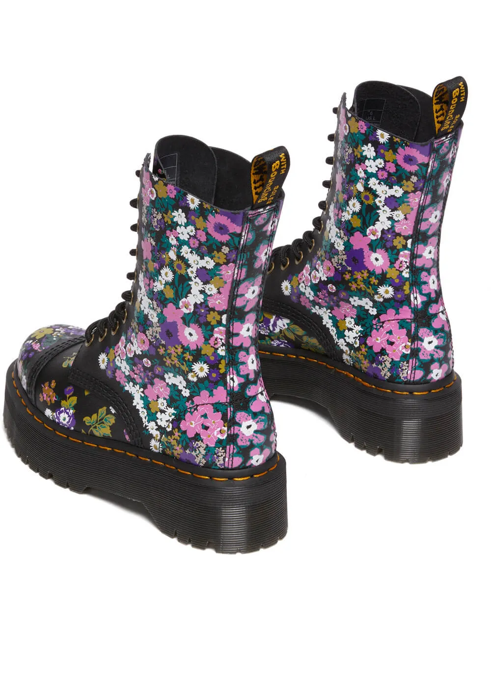 Dr. Martens Sinclair Hi Vintage Floral Leather Boots Black