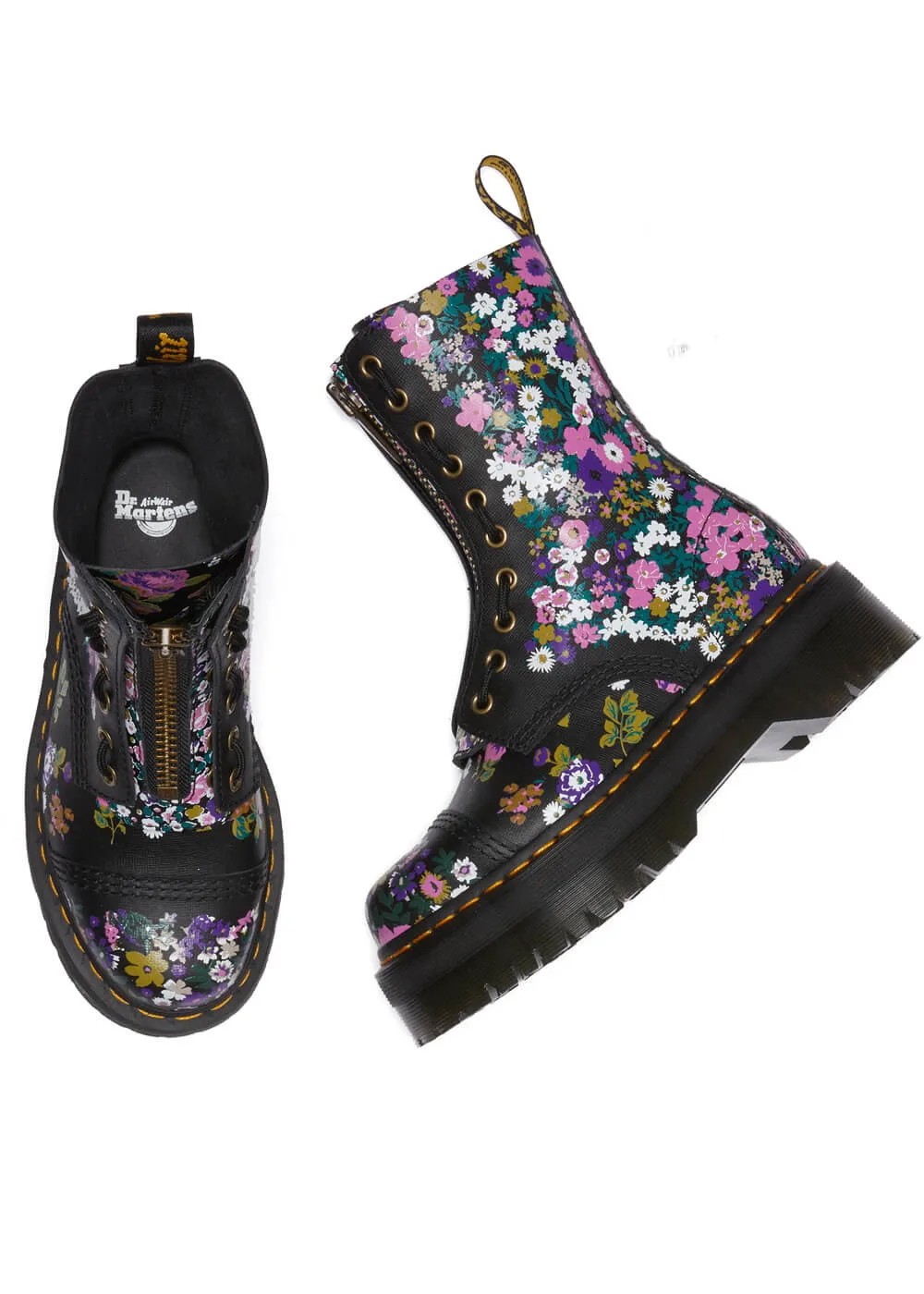 Dr. Martens Sinclair Hi Vintage Floral Leather Boots Black