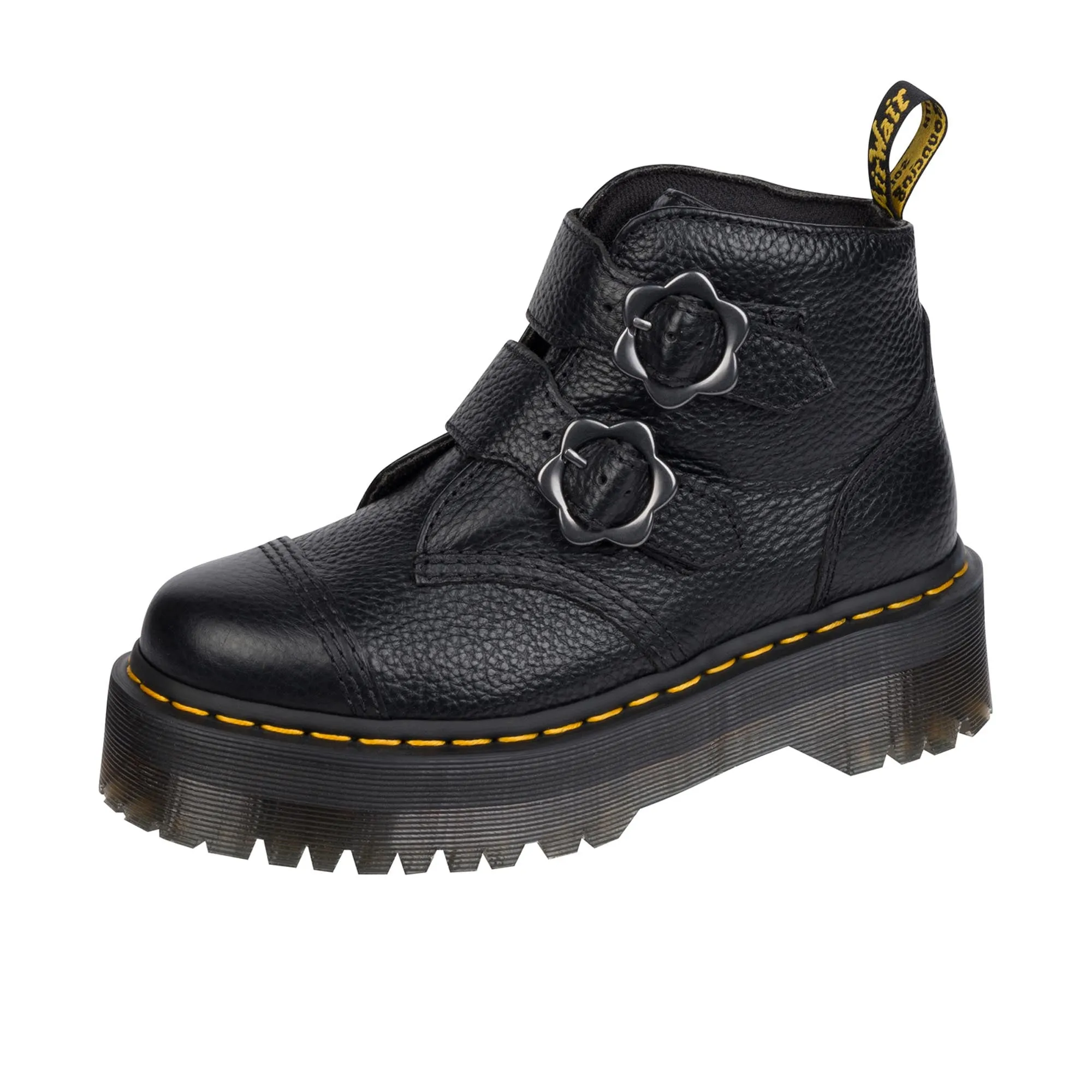 Dr Martens Womens Devon Flower Milled Nappa Leather Black