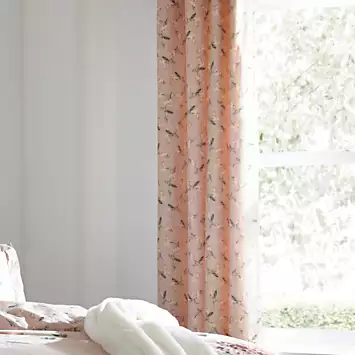 Elizabeth 200 Thread Count Cotton Blush Floral Eyelet Header Lined Curtains by Kaleidoscope | Kaleidoscope