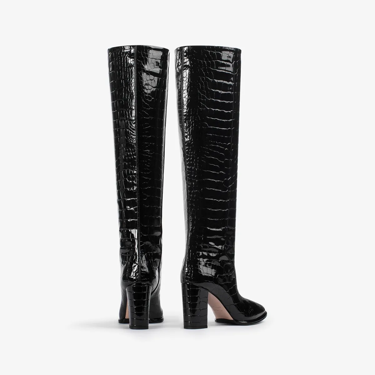 ELSA BOOT 80 mm Black crocodile print knee boot