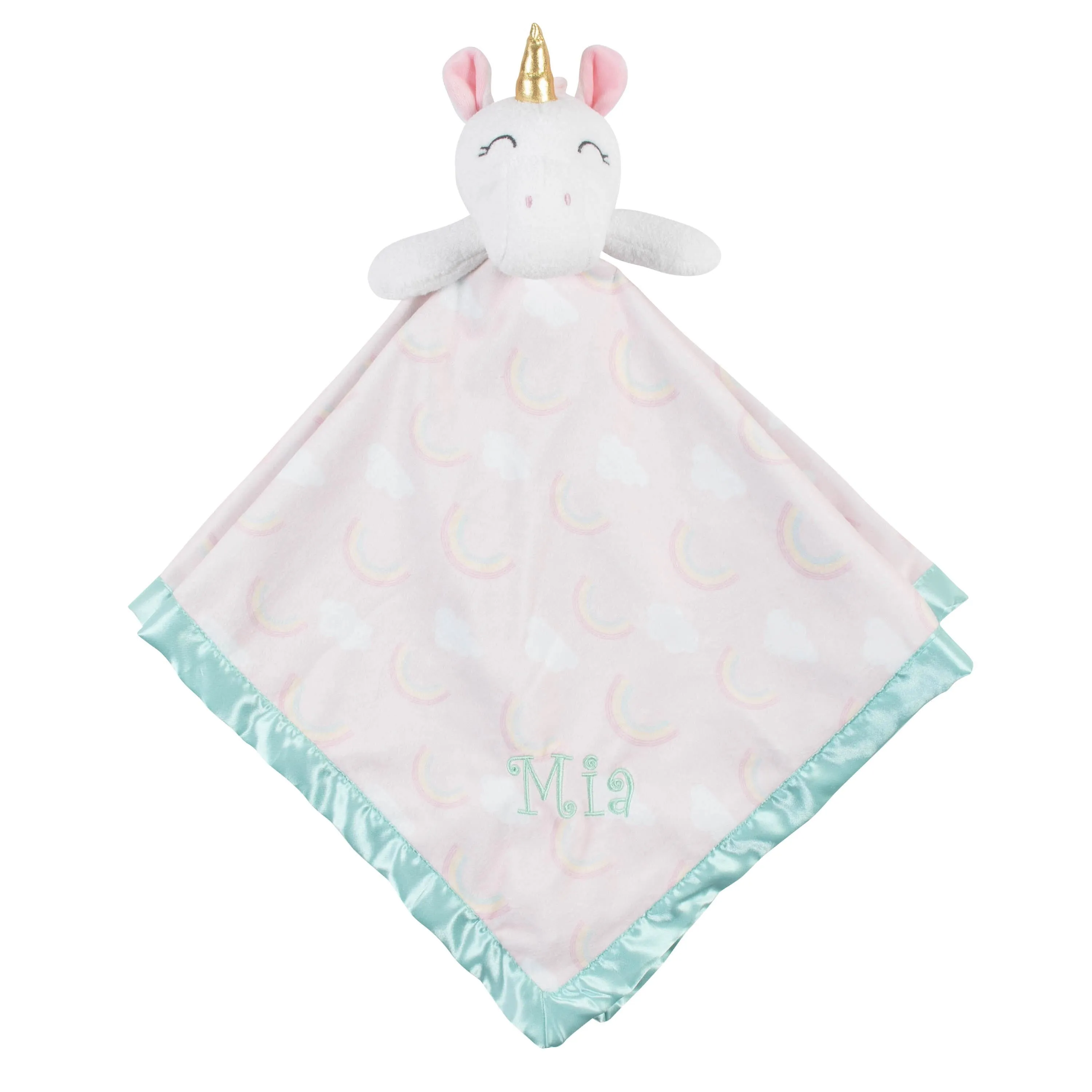 Embroidered Unicorn Baby Girls Security Blanket