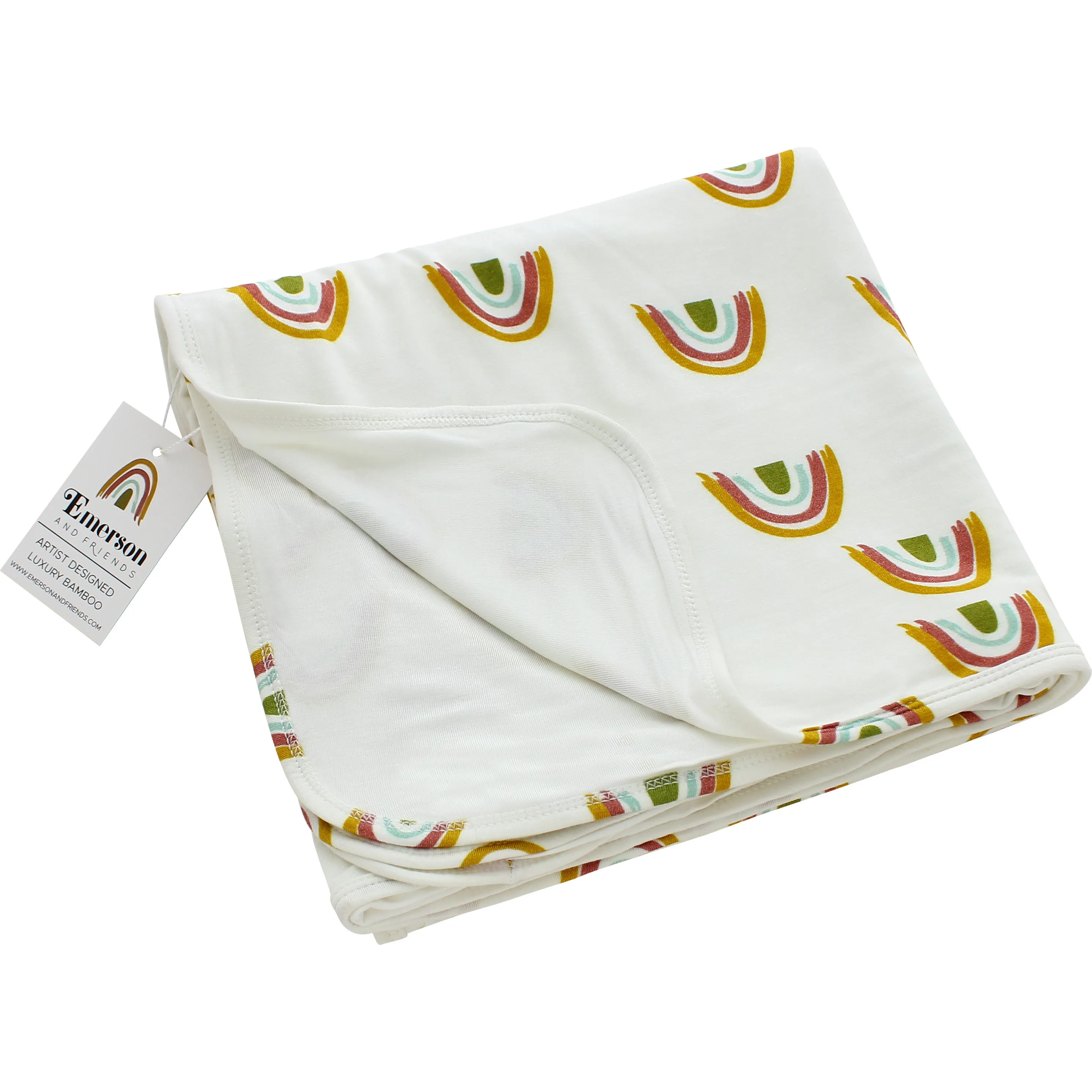 Emerson and Friends Luxury Bamboo Blanket, Earthtone Rainbow