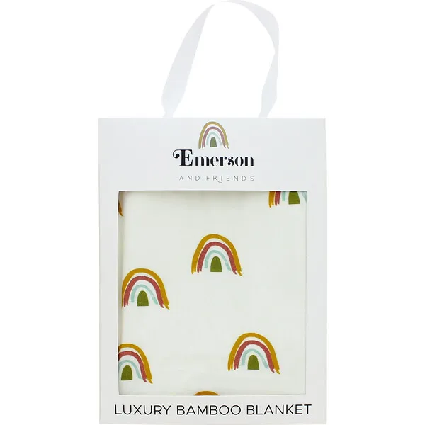 Emerson and Friends Luxury Bamboo Blanket, Earthtone Rainbow