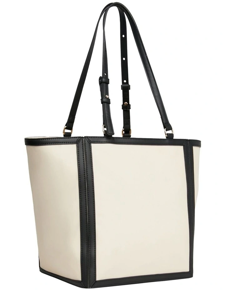 Essential Contrast TH Monogram Tote in Whita Clay/Black